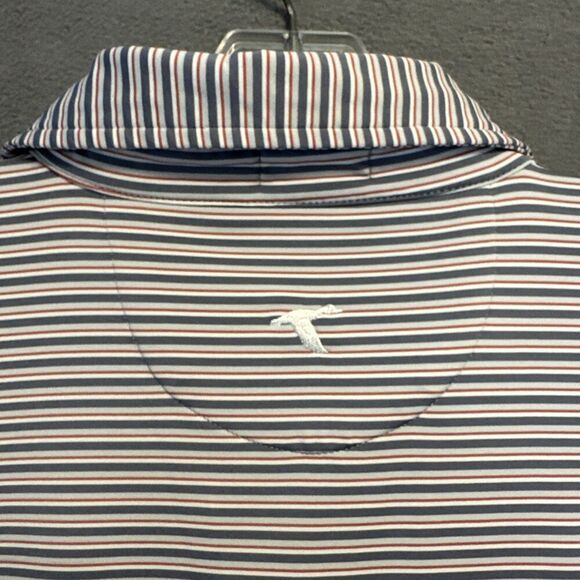 Genteal Performance Polo Shirt Golf Mens Size XXL 2XL Striped Blue Red Stretch‎ - Picture 8 of 8